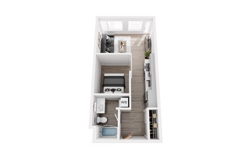 Floor plan for 1 bed, 1 bath, 545 sqft